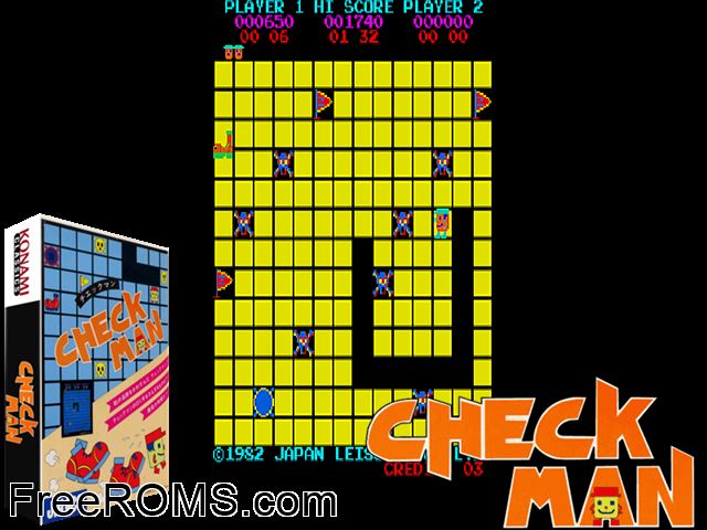 Check Man (Japan) MAME game showing 3D box cover and gameplay screenshot