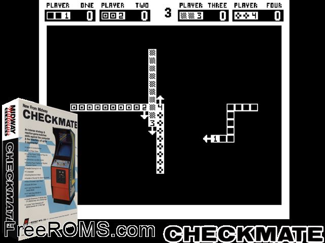 Checkmate MAME game showing 3D box cover and gameplay screenshot