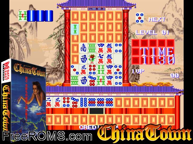 China Town (Japan) MAME game showing 3D box cover and gameplay screenshot