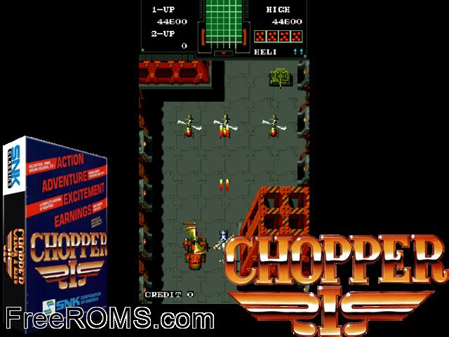 Chopper I (US set 1) MAME game showing 3D box cover and gameplay screenshot