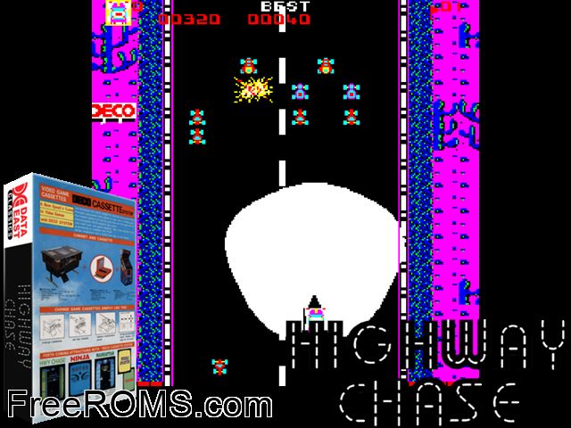 Highway Chase? (Cassette) MAME game showing 3D box cover and gameplay screenshot