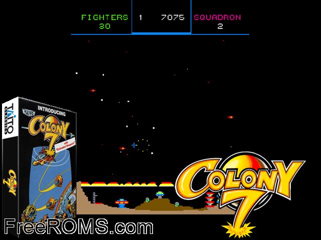 Colony 7 (set 1) MAME game showing 3D box cover and gameplay screenshot