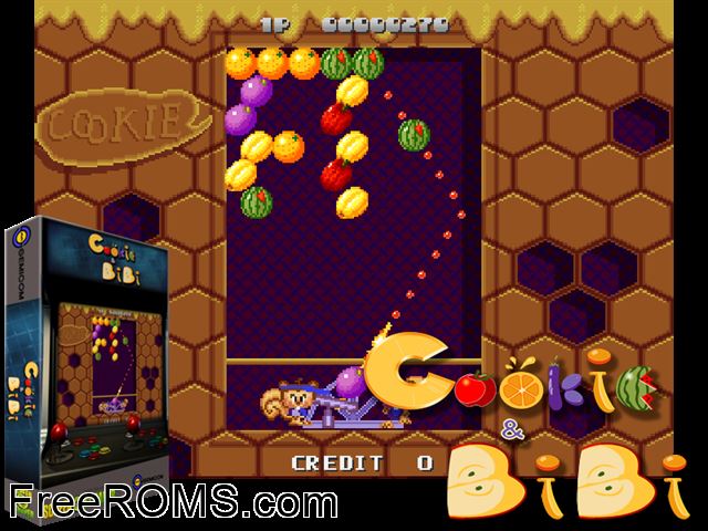 Cookie and Bibi MAME game showing 3D box cover and gameplay screenshot