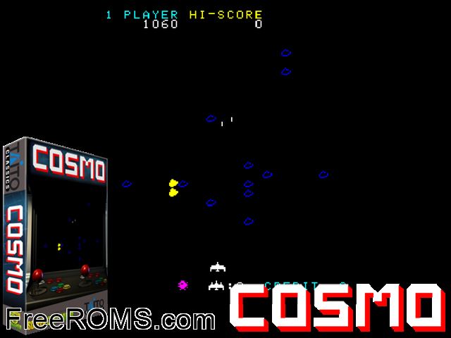 Cosmo MAME game showing 3D box cover and gameplay screenshot