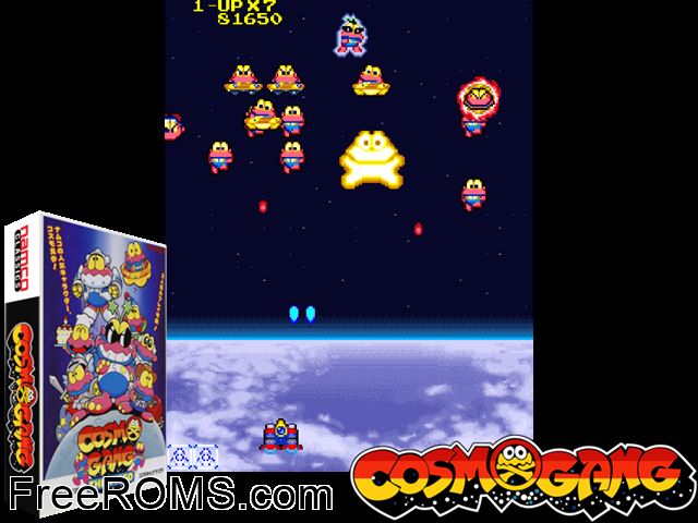Cosmo Gang the Video (Japan) MAME game showing 3D box cover and gameplay screenshot