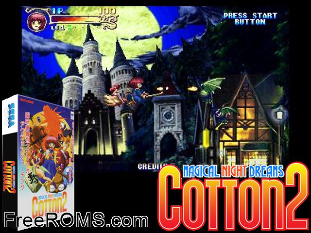 Cotton 2 (JUET 970902 V1.000) MAME game showing 3D box cover and gameplay screenshot