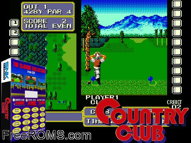 Country Club MAME game showing 3D box cover and gameplay screenshot