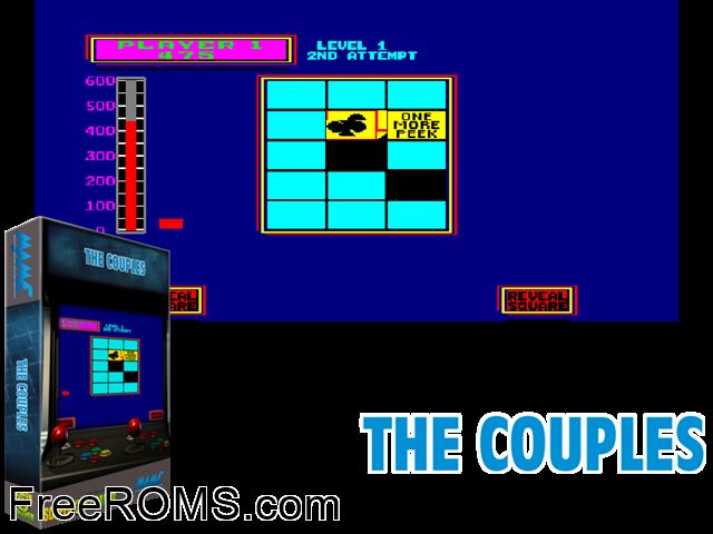 The Couples (Set 2) MAME game showing 3D box cover and gameplay screenshot