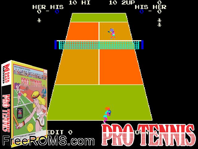 Pro Tennis (Cassette) MAME game showing 3D box cover and gameplay screenshot
