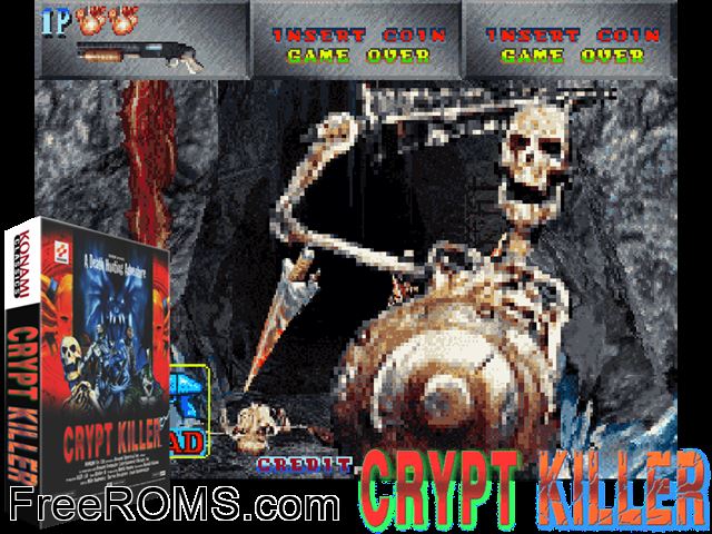 Crypt Killer (GQ420 UAA) MAME game showing 3D box cover and gameplay screenshot