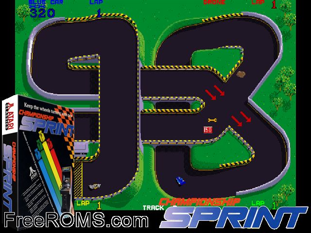 Championship Sprint (Spanish, rev 1) MAME game showing 3D box cover and gameplay screenshot