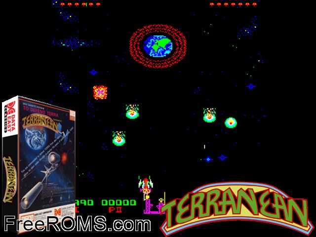 Terranean (Cassette) MAME game showing 3D box cover and gameplay screenshot
