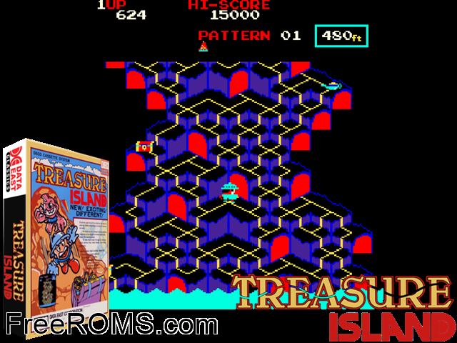Treasure Island (Cassette, set 3) MAME game showing 3D box cover and gameplay screenshot