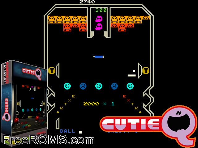 Cutie Q MAME game showing 3D box cover and gameplay screenshot