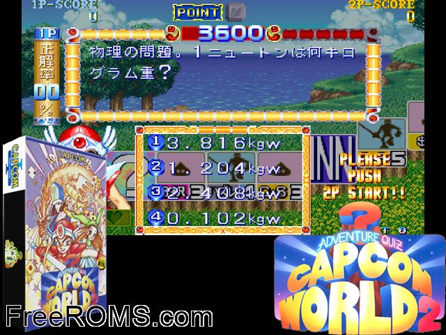 Capcom World 2 (Japan 920611) MAME game showing 3D box cover and gameplay screenshot