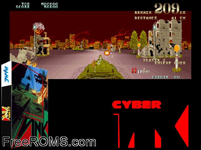 Cyber Tank (v1.04) MAME game showing 3D box cover and gameplay screenshot
