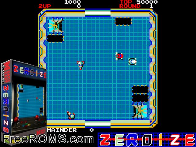 Zeroize (Cassette) MAME game showing 3D box cover and gameplay screenshot
