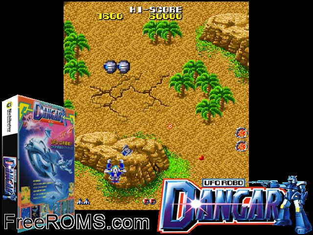 Dangar - Ufo Robo (bootleg) MAME game showing 3D box cover and gameplay screenshot