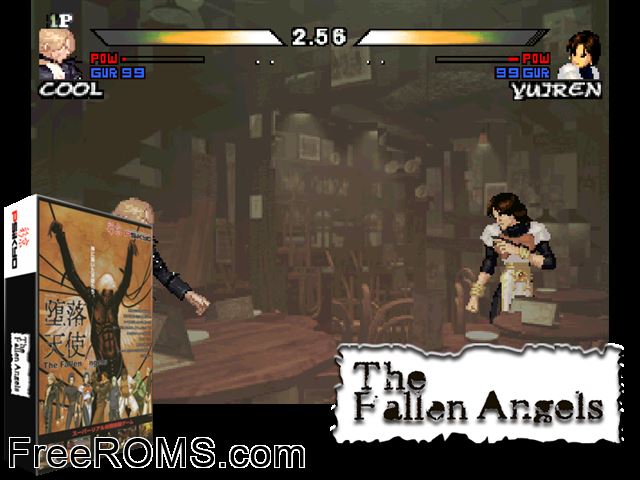 Daraku Tenshi - The Fallen Angels MAME game showing 3D box cover and gameplay screenshot
