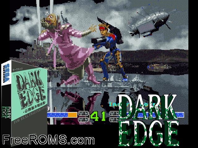 Dark Edge (World) MAME game showing 3D box cover and gameplay screenshot