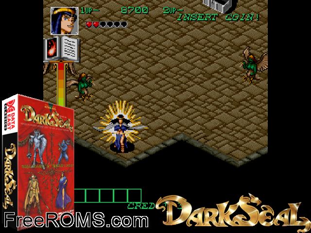 Dark Seal (World revision 3) MAME game showing 3D box cover and gameplay screenshot