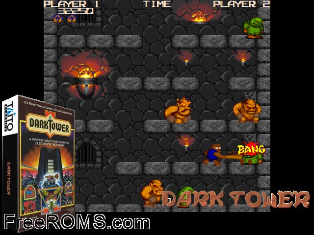 Dark Tower MAME game showing 3D box cover and gameplay screenshot