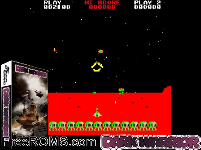 Dark Warrior MAME game showing 3D box cover and gameplay screenshot