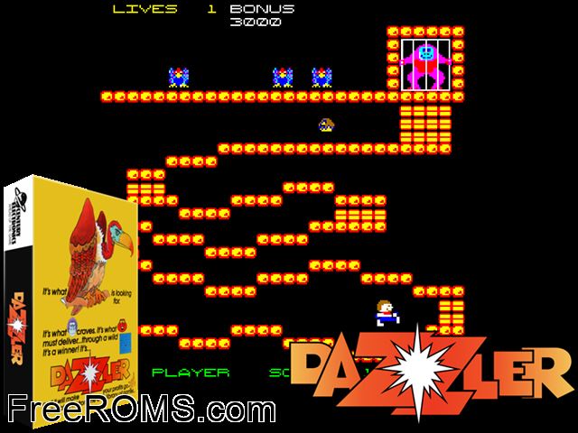 Dazzler MAME game showing 3D box cover and gameplay screenshot