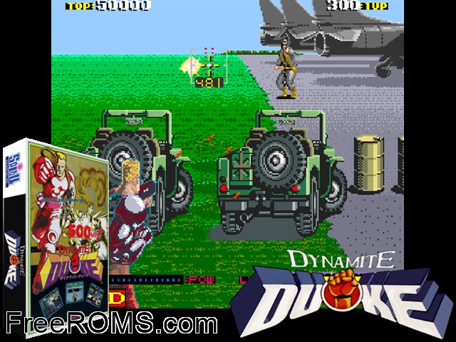 The Double Dynamites (US) MAME game showing 3D box cover and gameplay screenshot