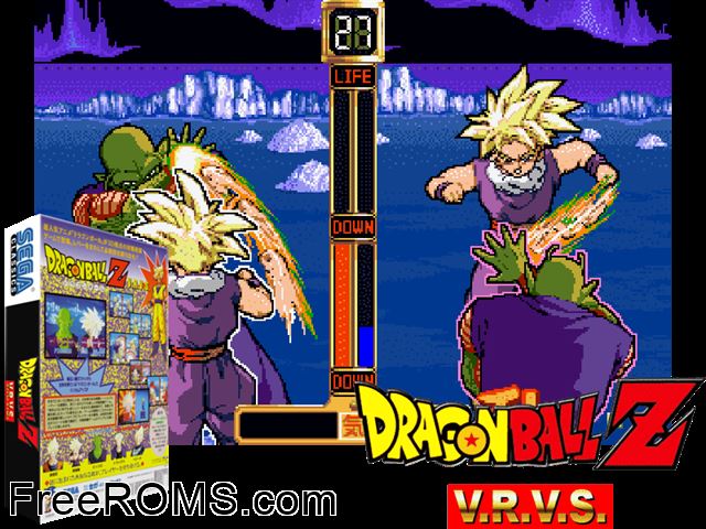 Dragon Ball Z V.R.V.S. MAME game showing 3D box cover and gameplay screenshot