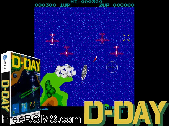 D-Day (Jaleco - set 2) MAME game showing 3D box cover and gameplay screenshot