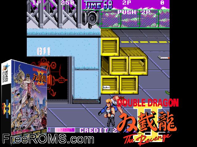 Double Dragon II - The Revenge (US) MAME game showing 3D box cover and gameplay screenshot