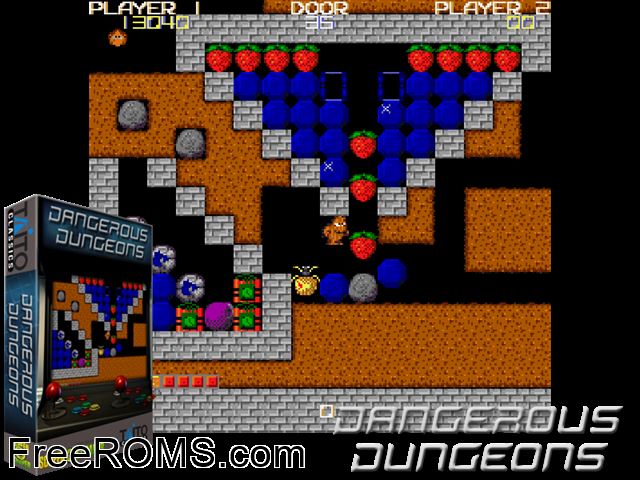 Dangerous Dungeons MAME game showing 3D box cover and gameplay screenshot