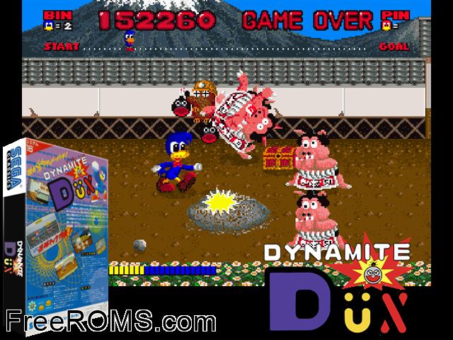 Dynamite Dux (set 2, FD1094 317-0096) MAME game showing 3D box cover and gameplay screenshot