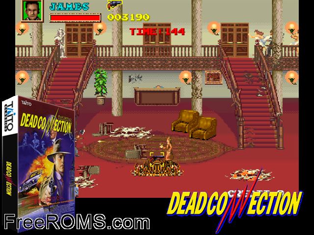 Dead Connection (Japan) MAME game showing 3D box cover and gameplay screenshot