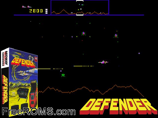 Defender (Red label) MAME game showing 3D box cover and gameplay screenshot