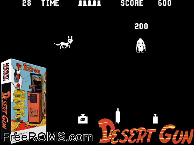 Desert Gun MAME game showing 3D box cover and gameplay screenshot