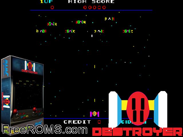 Destroyer MAME game showing 3D box cover and gameplay screenshot