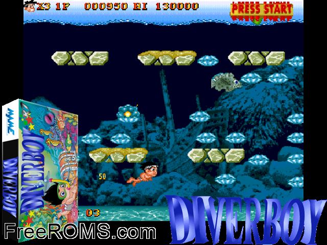 Diver Boy MAME game showing 3D box cover and gameplay screenshot