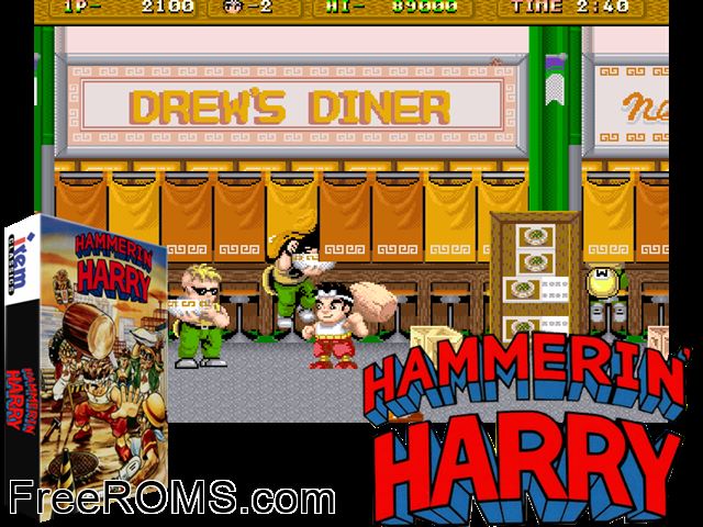 Daiku no Gensan (Japan, M72) MAME game showing 3D box cover and gameplay screenshot