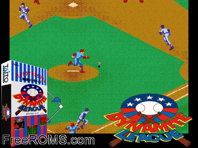 Dynamite League (Japan) MAME game showing 3D box cover and gameplay screenshot