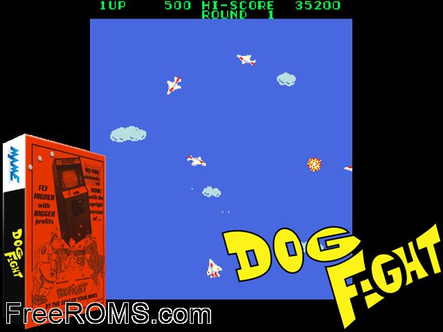 Dog Fight (Thunderbolt) MAME game showing 3D box cover and gameplay screenshot