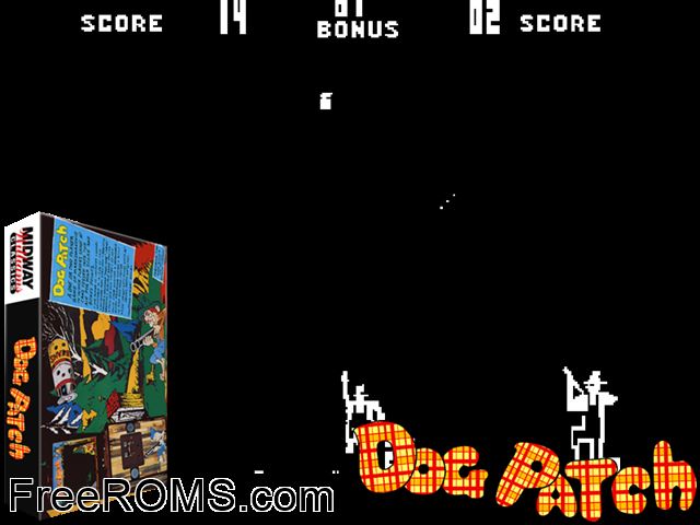 Dog Patch MAME game showing 3D box cover and gameplay screenshot