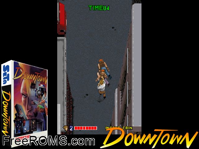 DownTown (prototype) MAME game showing 3D box cover and gameplay screenshot