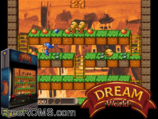 Dream World MAME game showing 3D box cover and gameplay screenshot