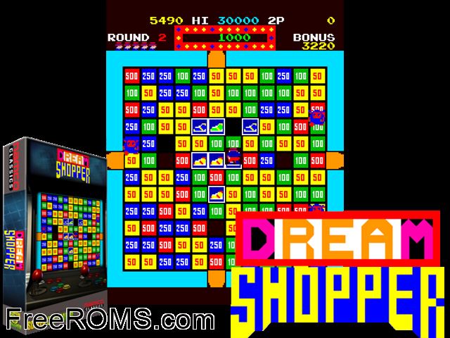 Dream Shopper MAME game showing 3D box cover and gameplay screenshot