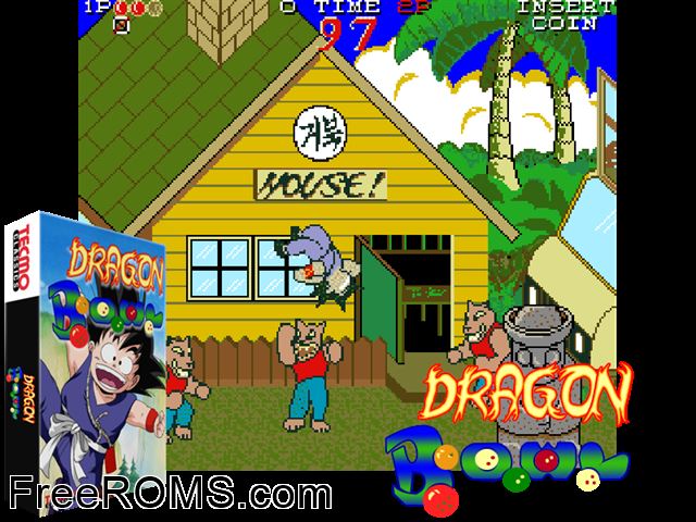 Dragon Bowl MAME game showing 3D box cover and gameplay screenshot