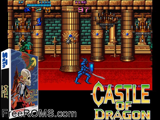 Dragon Unit / Castle of Dragon MAME game showing 3D box cover and gameplay screenshot