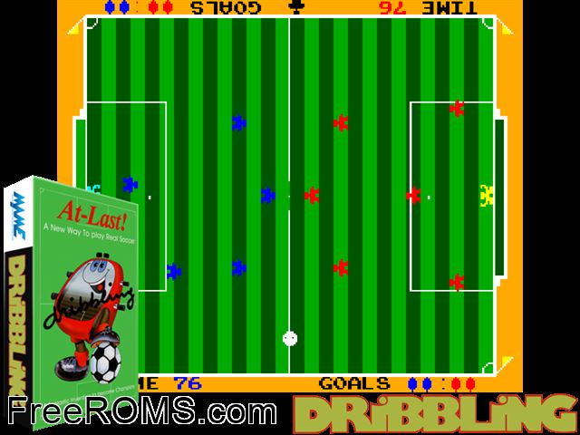 Dribbling (Olympia) MAME game showing 3D box cover and gameplay screenshot