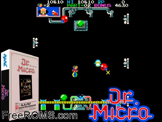 Dr. Micro MAME game showing 3D box cover and gameplay screenshot